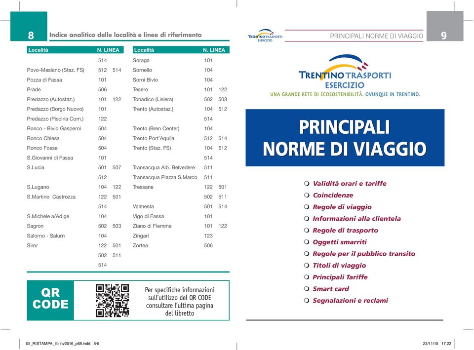 Giovanni di Fassa 101 S.Lucia 501 507 512 S.Lugano 104 122 S.Martino Castrozza 122 501 514 S.