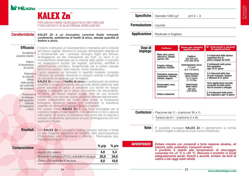 Radicale e fogliare Eccellente concime starter Induce la formazione di auxine Potenzia le naturali difese delle piante nei confronti dei patogeni Promuove lo sviluppo dell apparato radicale e l