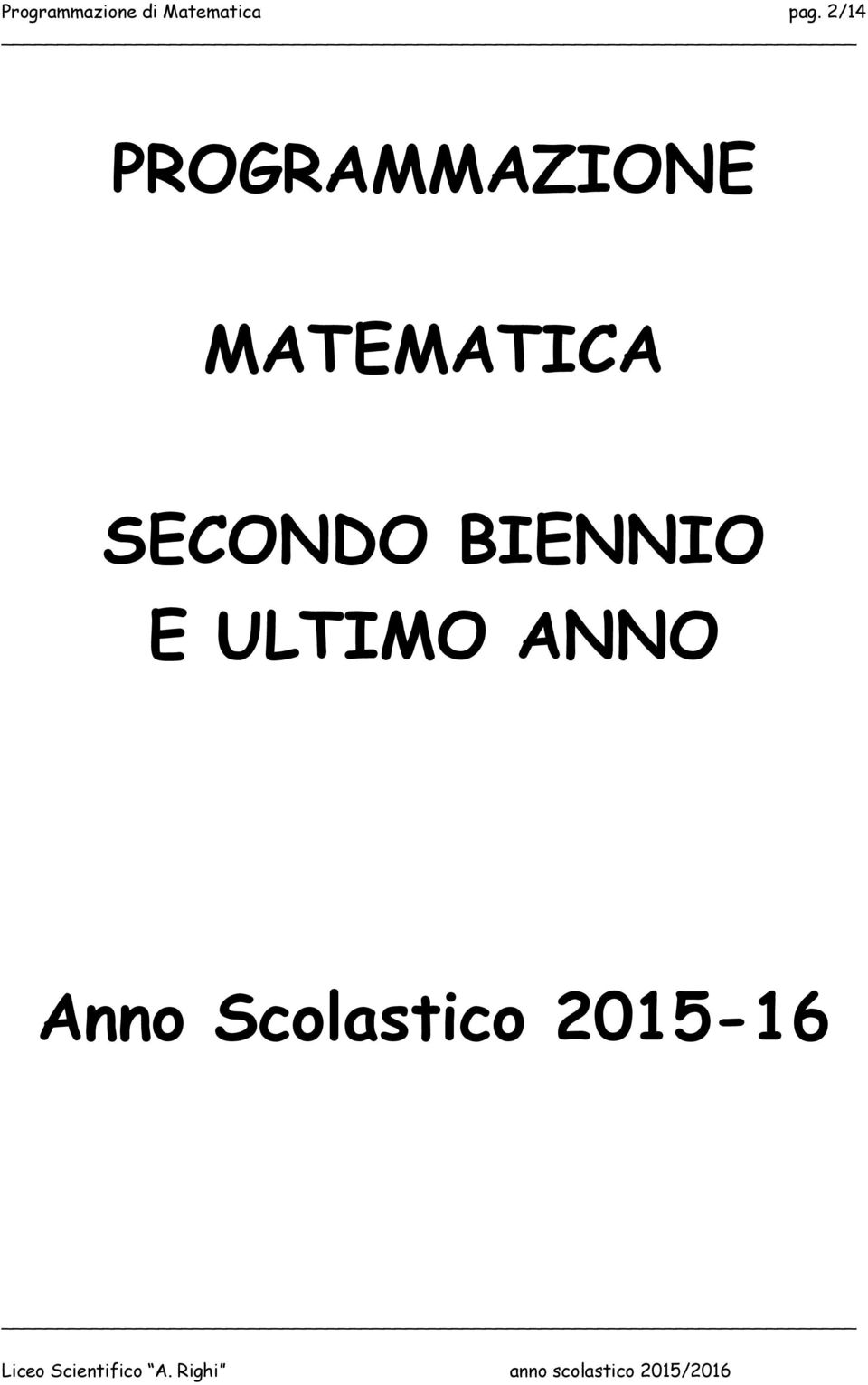 MATEMATICA SECONDO BIENNIO E