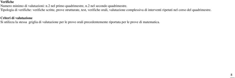 complessiva di interventi ripetuti nel corso del quadrimestre.