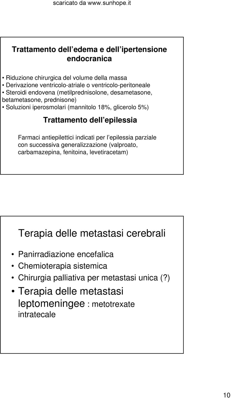 Farmaci antiepilettici indicati per l epilessia parziale con successiva generalizzazione (valproato, carbamazepina, fenitoina, levetiracetam) Terapia delle