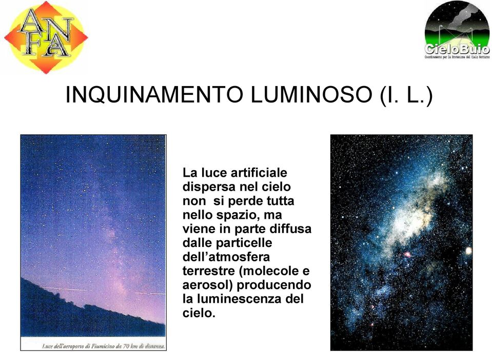 ) La luce artificiale dispersa nel cielo non si perde