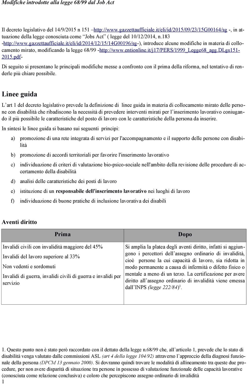 it/j17/pers/1999_legge68_agg.dlgs151-2015.pdf- Di seguito si presentano le principali modifiche messe a confronto con il prima della riforma, nel tentativo di renderle più chiare possibile.