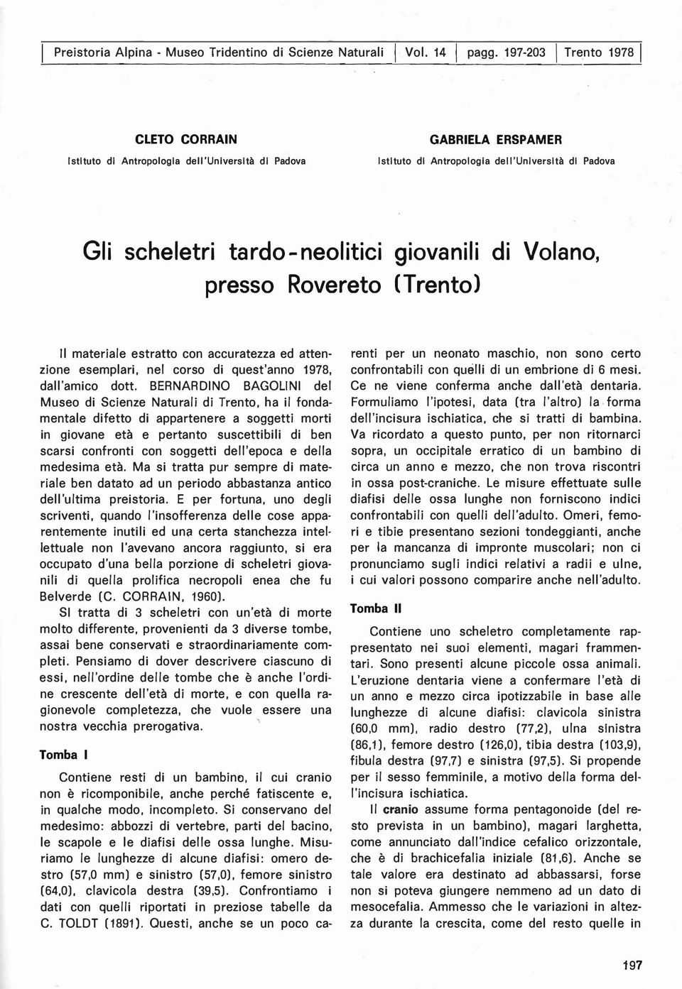 di Volano, presso Rovereto (Trento) Il materiale estratto con accuratezza ed attenzione esemplari, nel corso di quest'anno 1978, dall'amico dott.