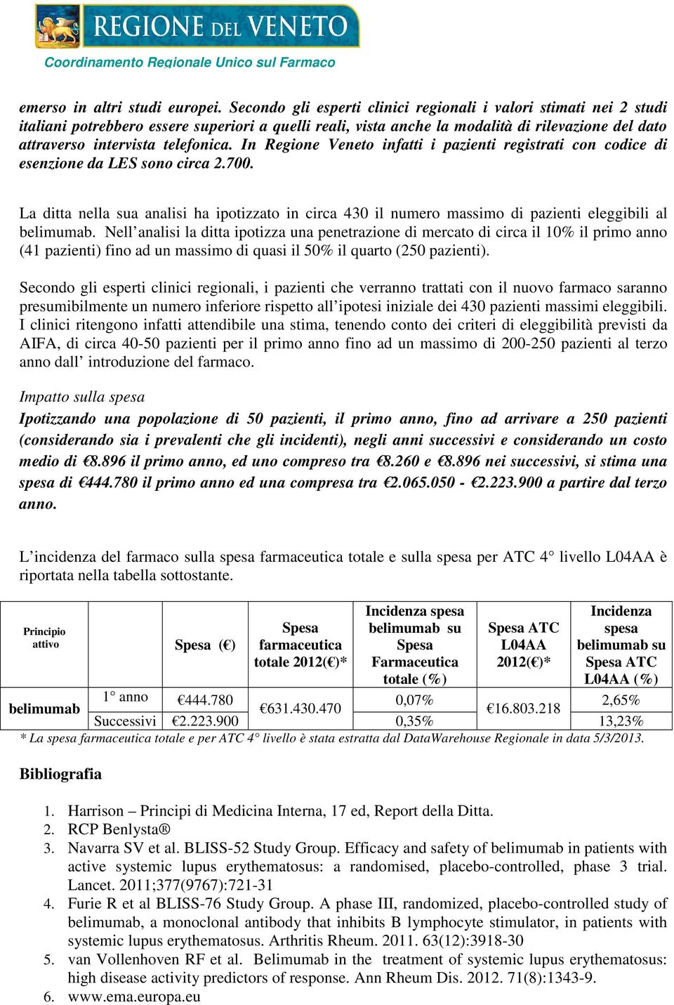 telefonica. In Regione Veneto infatti i pazienti registrati con codice di esenzione da LES sono circa 2.700.