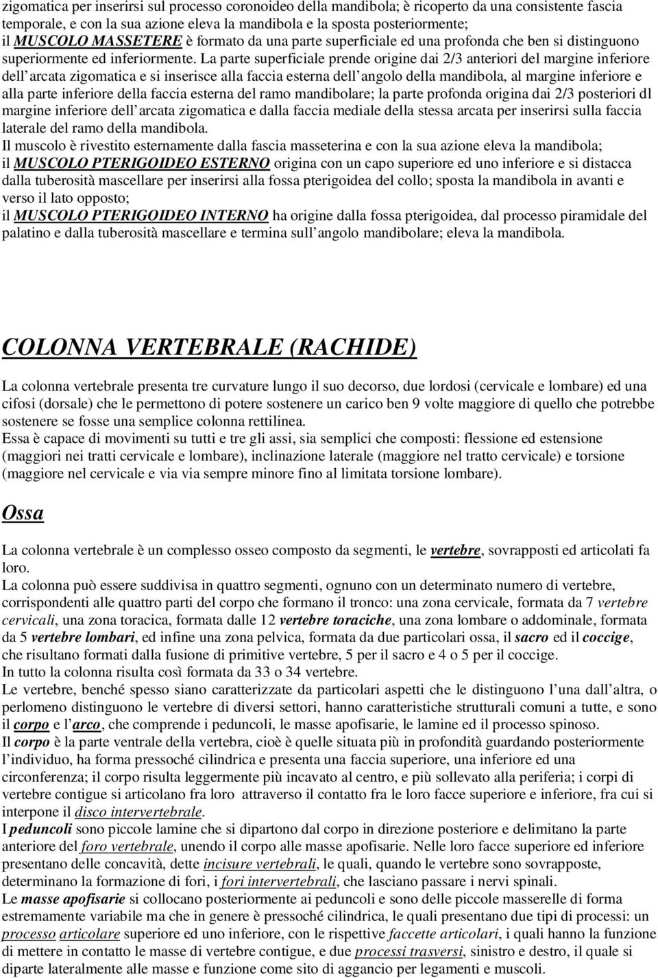 La parte superficiale prende origine dai 2/3 anteriori del margine inferiore dell arcata zigomatica e si inserisce alla faccia esterna dell angolo della mandibola, al margine inferiore e alla parte