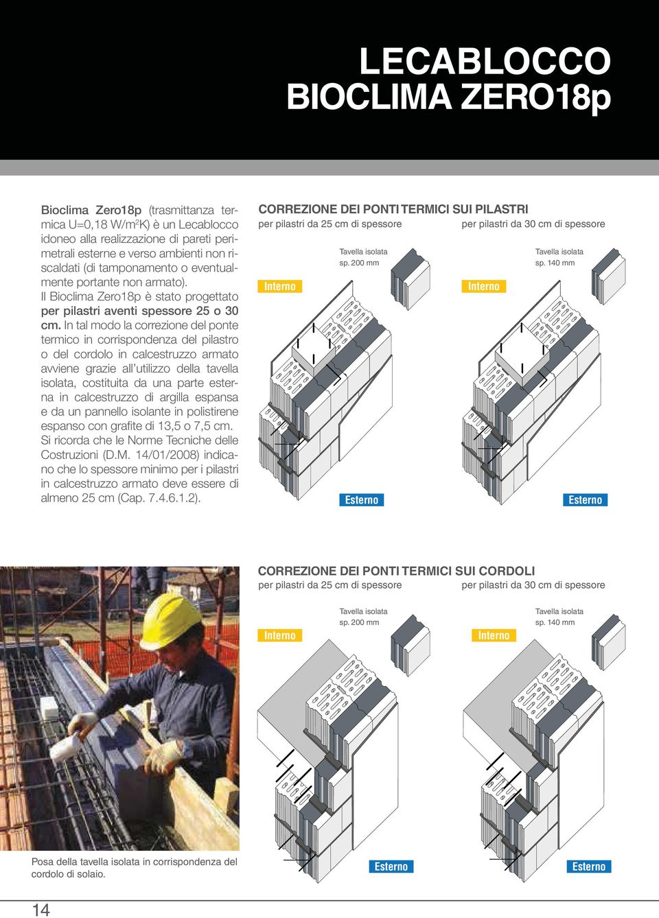 In tal modo la correzione del ponte termico in corrispondenza del pilastro o del cordolo in calcestruzzo armato avviene grazie all utilizzo della tavella isolata, costituita da una parte esterna in