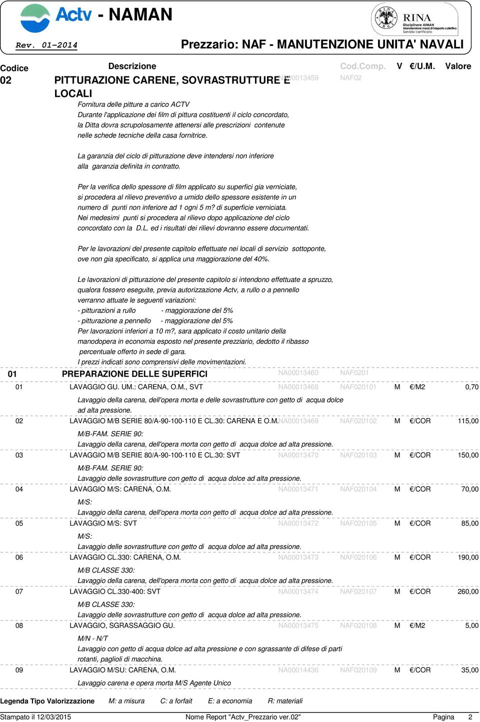 La garanzia del ciclo di pitturazione deve intendersi non inferiore alla garanzia definita in contratto.