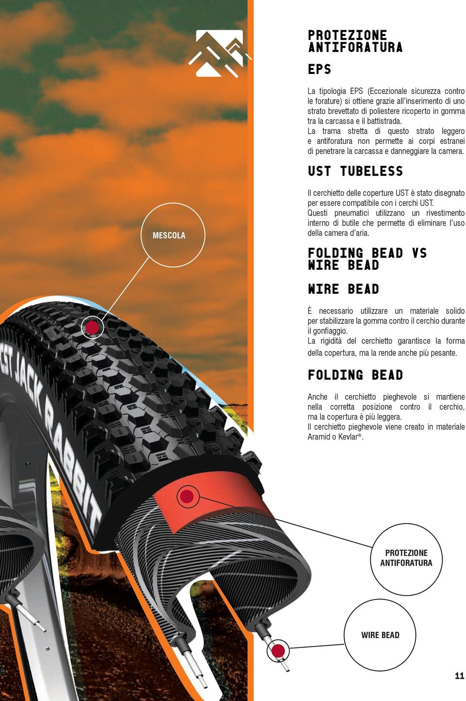 UST tubeless mescola Il cerchietto delle coperture UST è stato disegnato per essere compatibile con i cerchi UST.