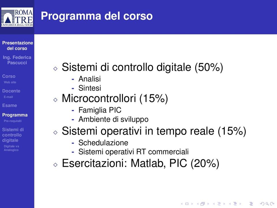 operativi in tempo reale (15%) - Schedulazione -