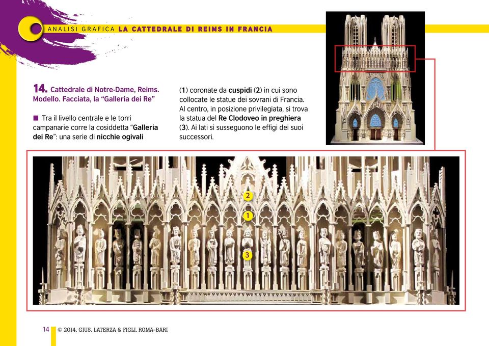 dei Re : una serie di nicchie ogivali (1) coronate da cuspidi (2) in cui sono collocate le statue dei