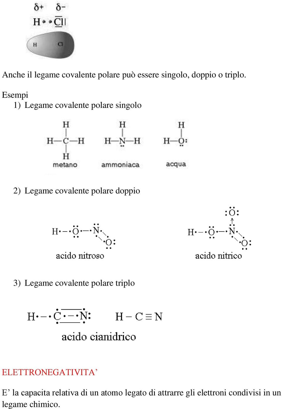 doppio 3) Legame covalente polare triplo ELETTRONEGATIVITA E la capacita
