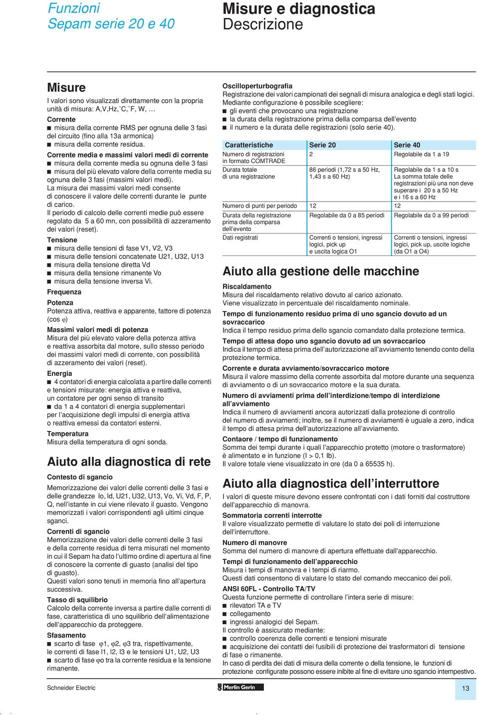 Corrente media e massimi alori medi di corrente misura della corrente media su ognuna delle 3 fasi misura del più eleato alore della corrente media su ognuna delle 3 fasi (massimi alori medi).