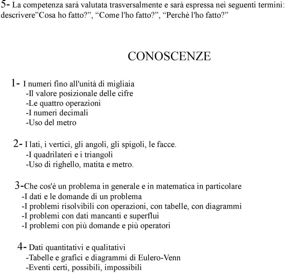 facce. -I quadrilateri e i triangoli -Uso di righello, matita e metro.