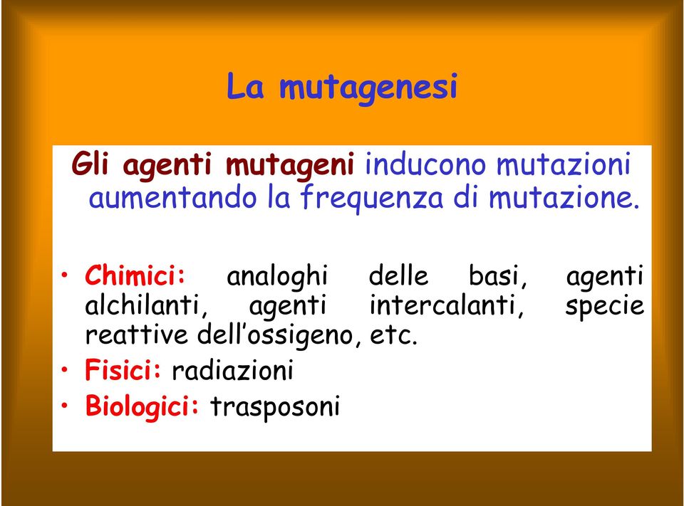 Chimici: analoghi delle basi, agenti alchilanti, agenti