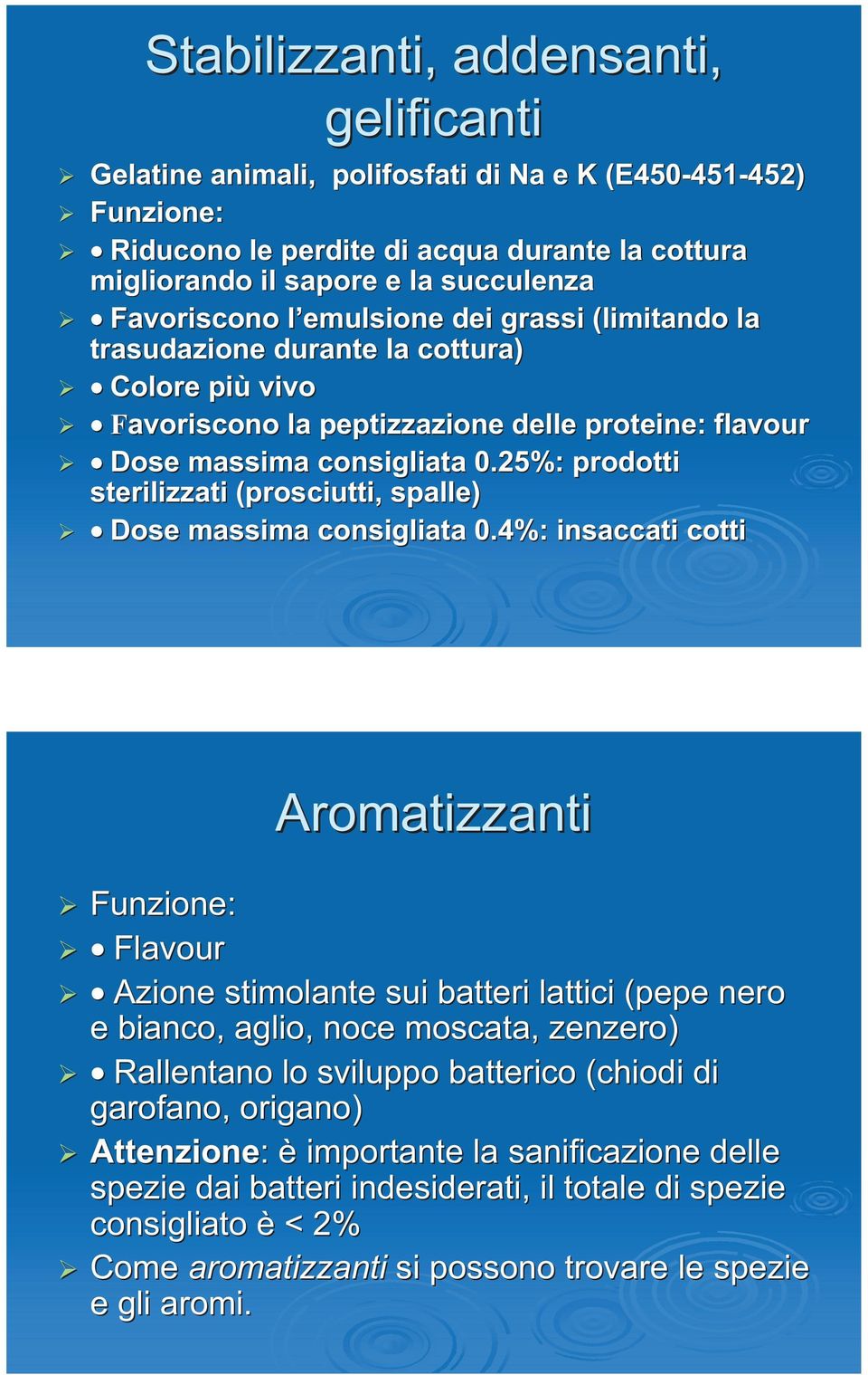 25%: prodotti sterilizzati (prosciutti, spalle) Dose massima consigliata 0.