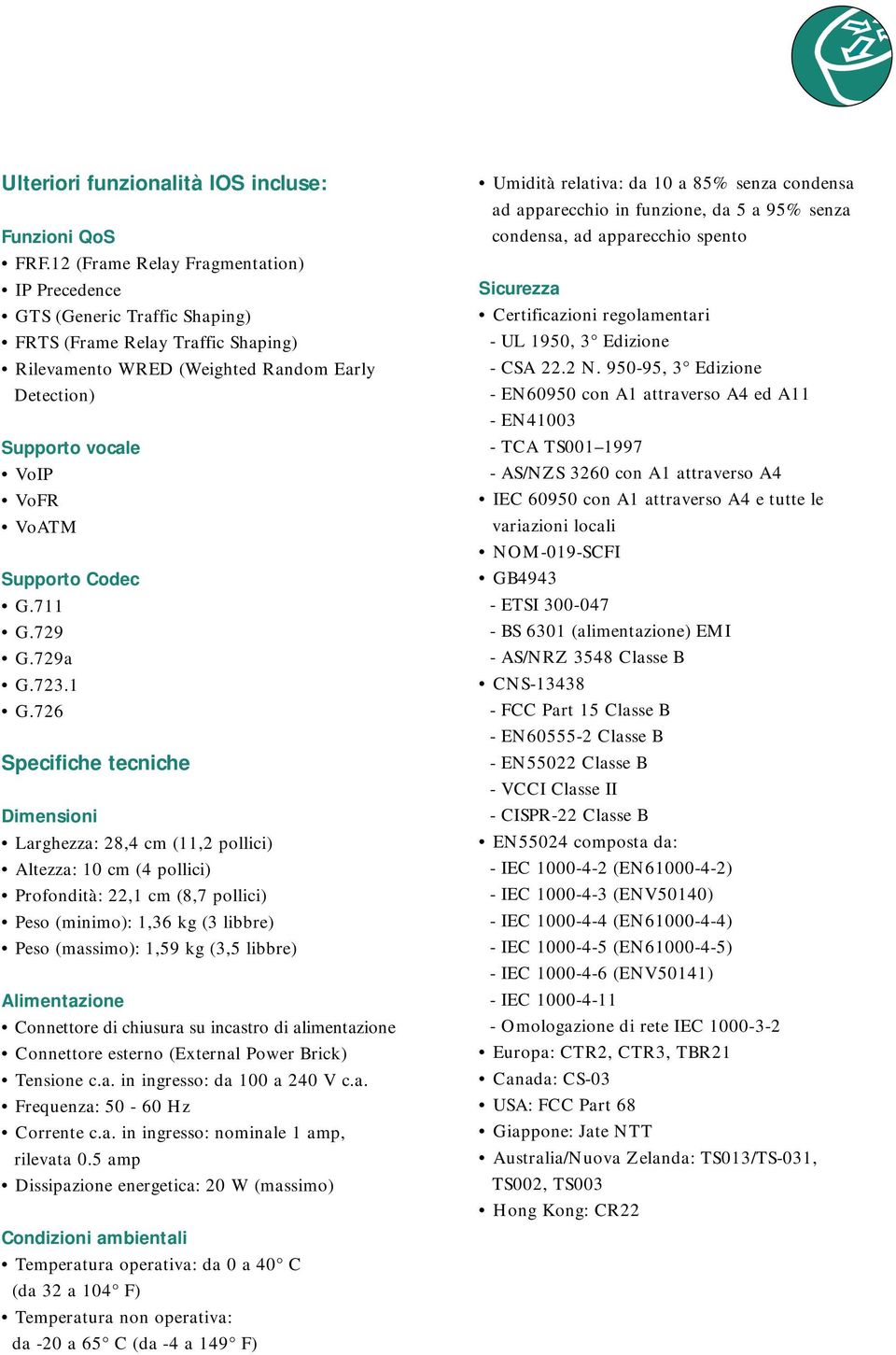 Supporto Codec G.711 G.