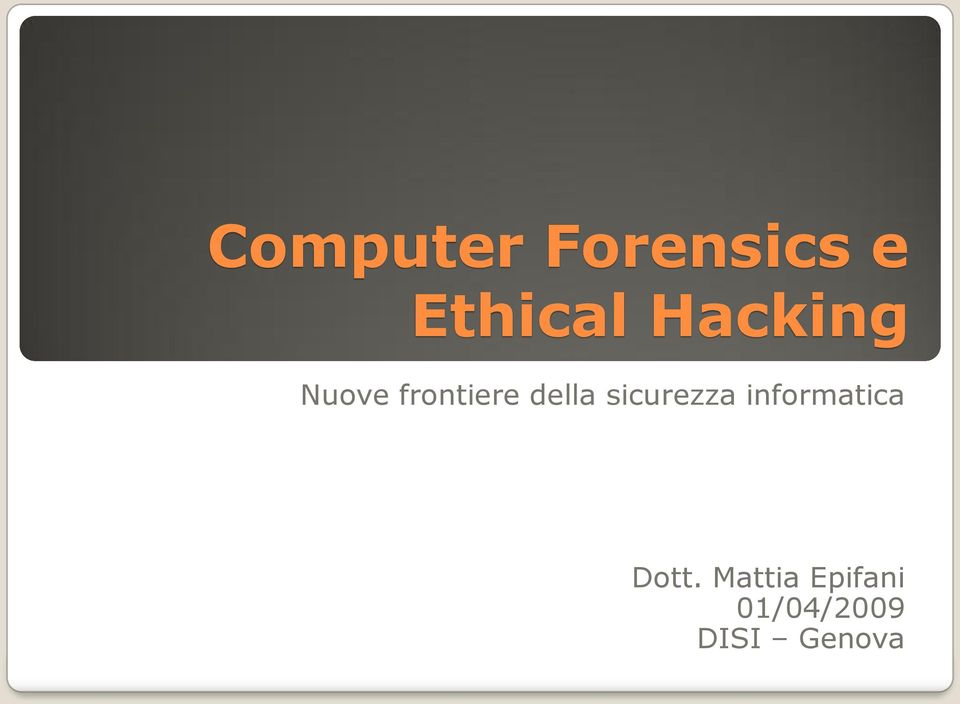 sicurezza informatica Dott.