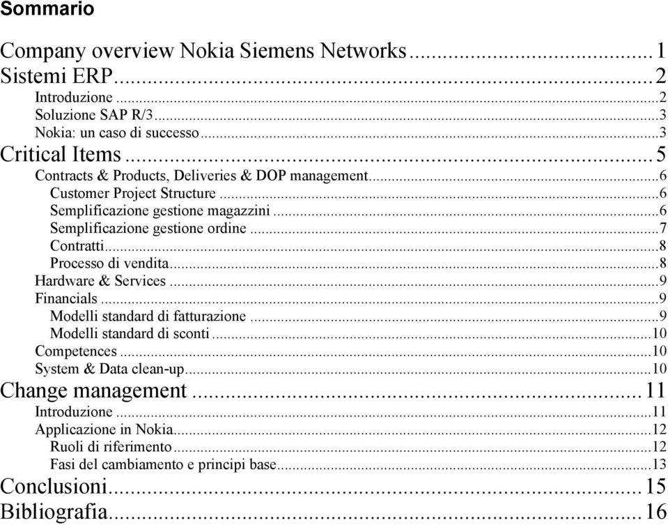..7 Contratti...8 Processo di vendita...8 Hardware & Services...9 Financials...9 Modelli standard di fatturazione...9 Modelli standard di sconti...10 Competences.