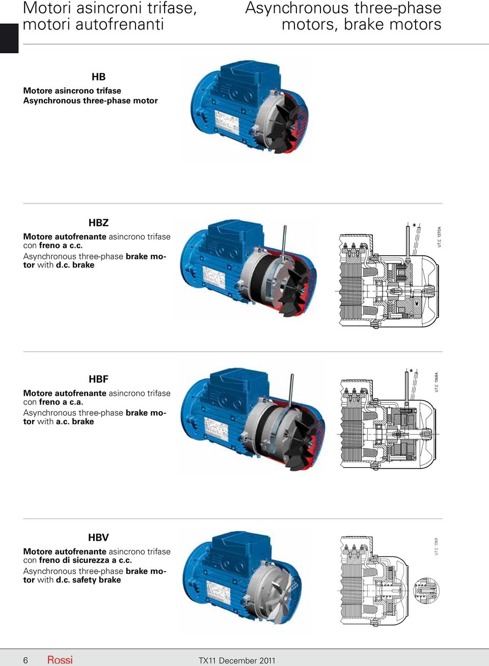 c. brake HBF Motore autofrenante asincrono trifase con freno a c.a. Asynchronous three-phase brake motor with a.c. brake HBV Motore autofrenante asincrono trifase con freno di sicurezza a c.