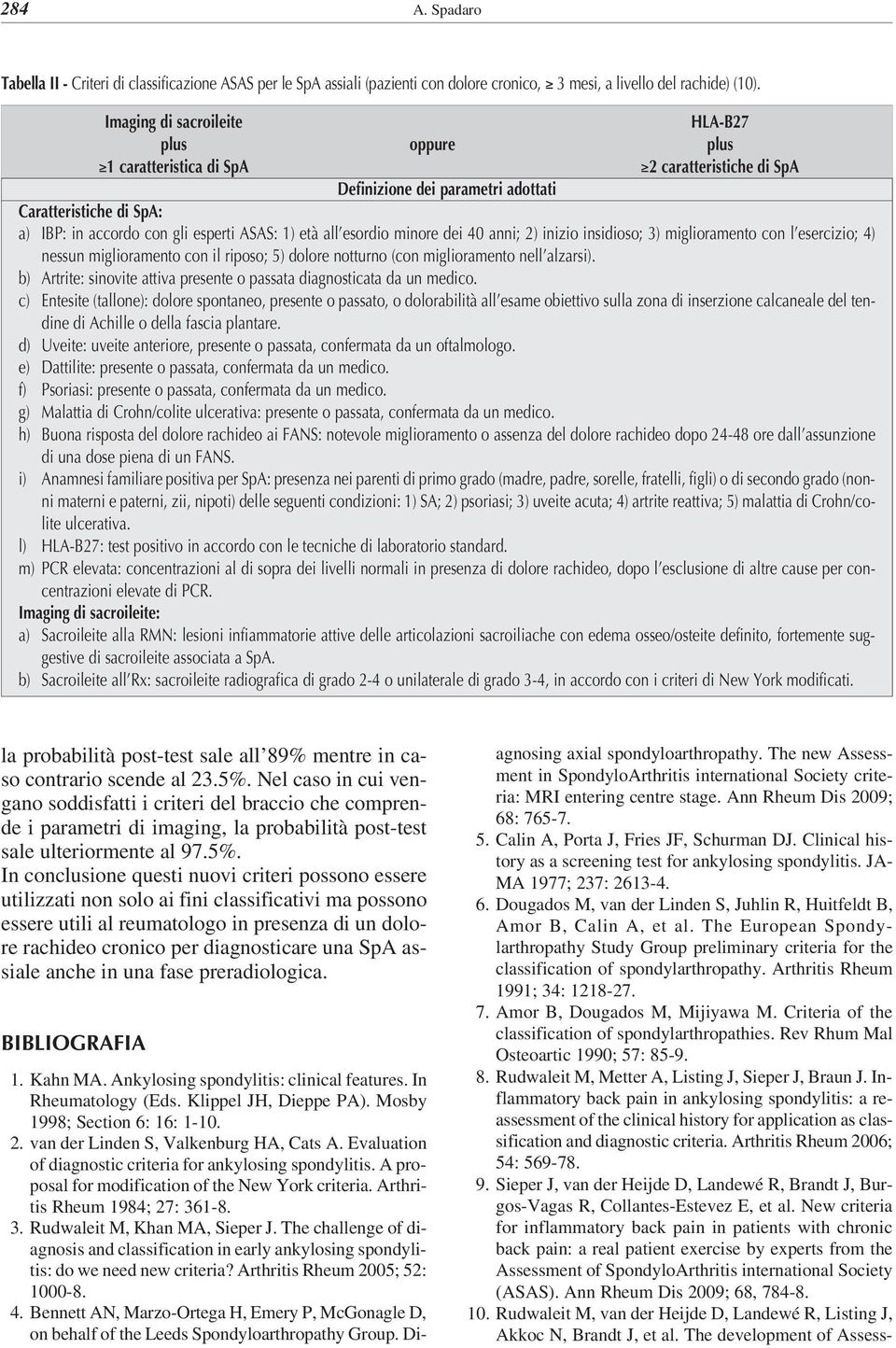 età all esordio minore dei 40 anni; 2) inizio insidioso; 3) miglioramento con l esercizio; 4) nessun miglioramento con il riposo; 5) dolore notturno (con miglioramento nell alzarsi).