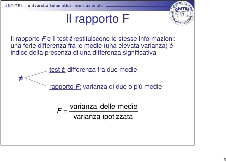 indice della presenza di una differenza significativa test t: differenza fra