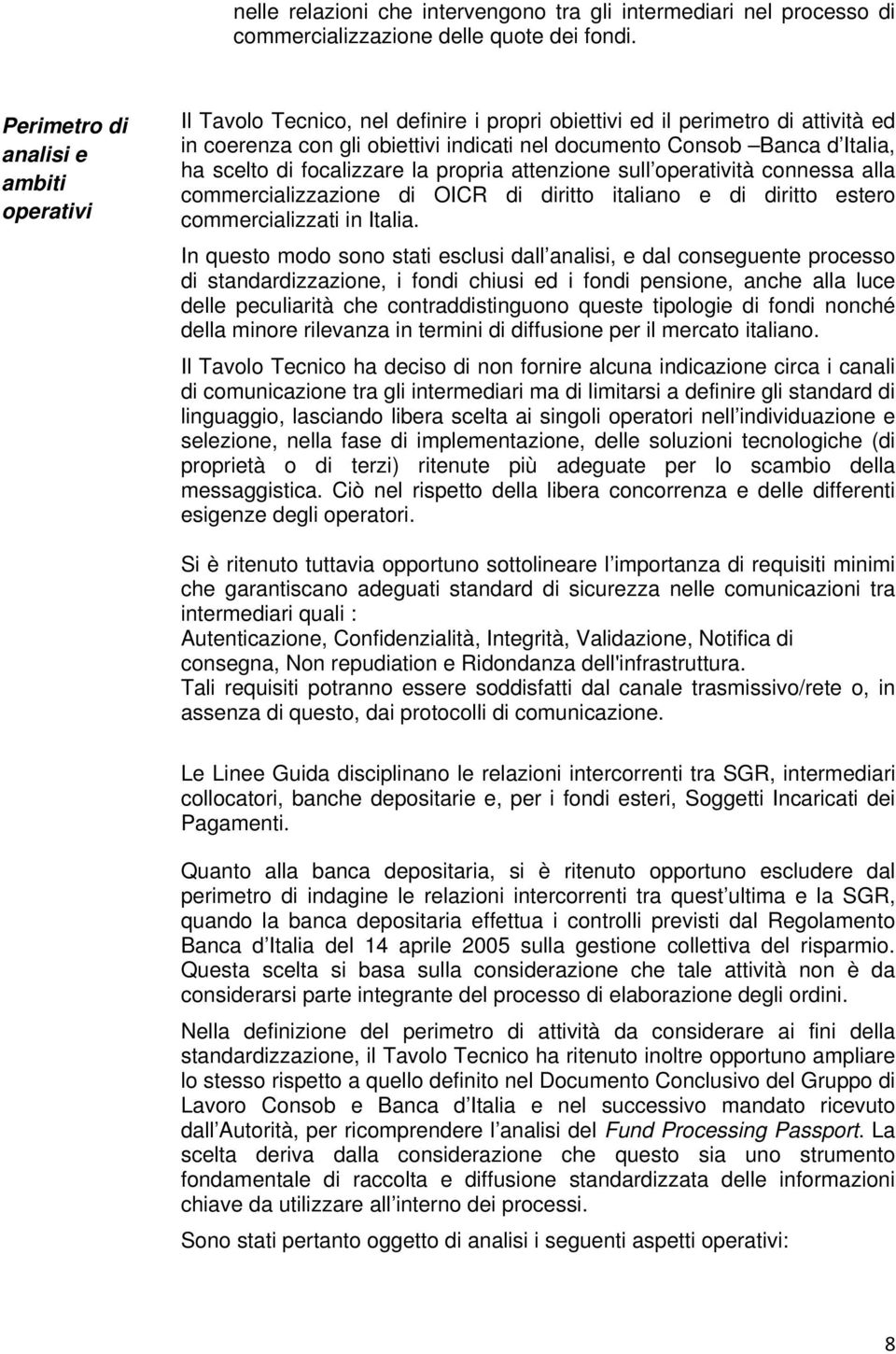 ha scelto di focalizzare la propria attenzione sull operatività connessa alla commercializzazione di OICR di diritto italiano e di diritto estero commercializzati in Italia.