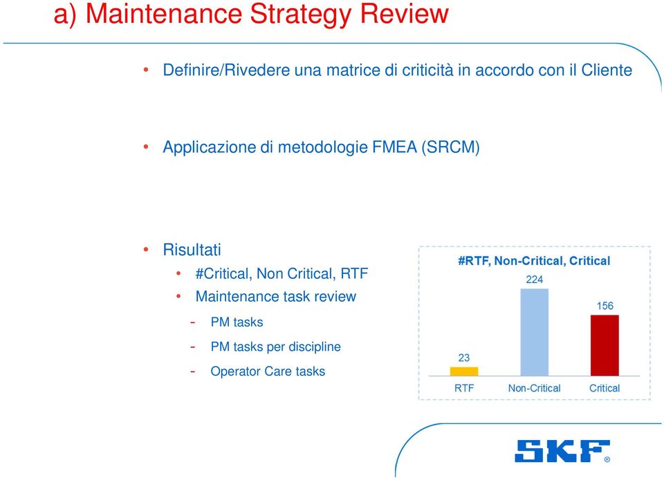 (SRCM) Risultati #Critical, Non Critical, RTF Maintenance task review -
