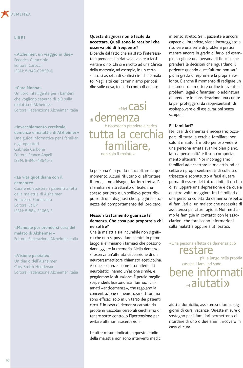 Angeli ISBN: 8-846-48646-3 «La vita quotidiana con il demente» Curare ed assistere i pazienti affetti dalla malattia di Alzheimer Francesco Florenzano Editore: EdUP ISBN: 8-884-21068-2 «Manuale per