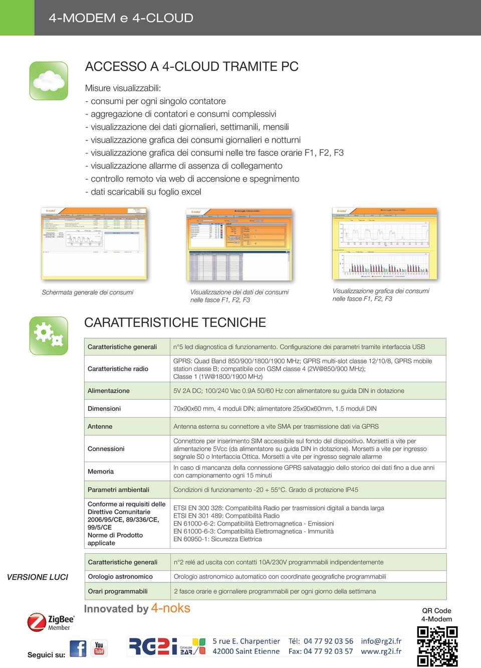 remoto via web di accensione e spegnimento - dati scaricabili su foglio excel Schermata generale dei consumi Visualizzazione dei dati dei consumi nelle fasce F1, F2, F3 Visualizzazione grafica dei