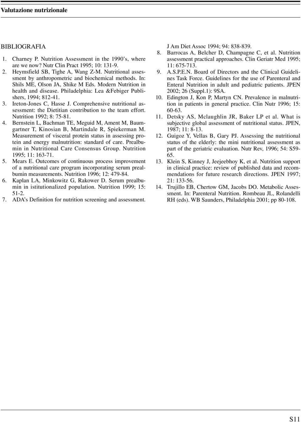 Ireton-Jones C, Hasse J. Comprehensive nutritional assessment: the Dietitian contribution to the team effort. Nutrition 1992; 8: 75-81. 4.