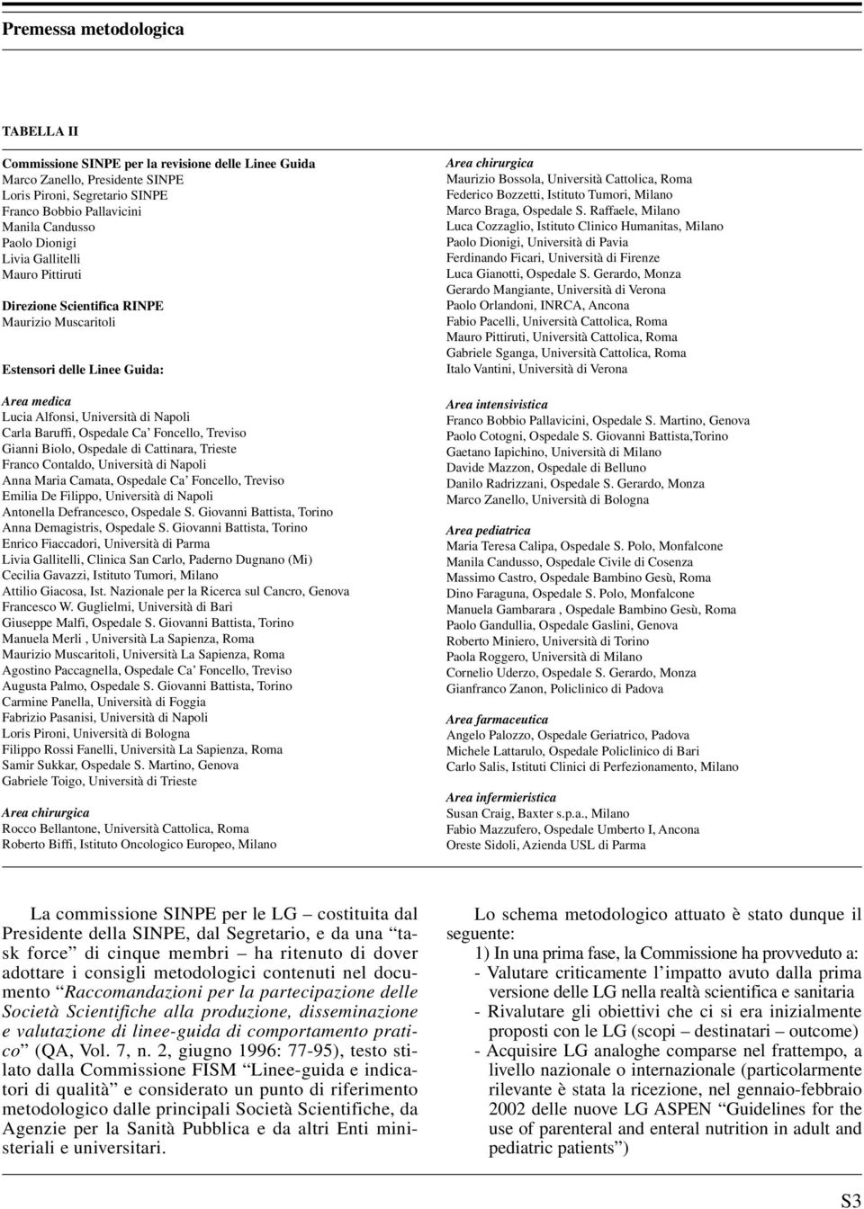 Foncello, Treviso Gianni Biolo, Ospedale di Cattinara, Trieste Franco Contaldo, Università di Napoli Anna Maria Camata, Ospedale Ca Foncello, Treviso Emilia De Filippo, Università di Napoli Antonella