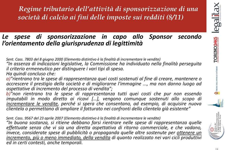 7803 del 8 giugno 2000 (Elemento distintivo è la finalità di incrementare le vendite) In assenza di indicazioni legislative, la Commissione ha individuato nella finalità perseguita il criterio