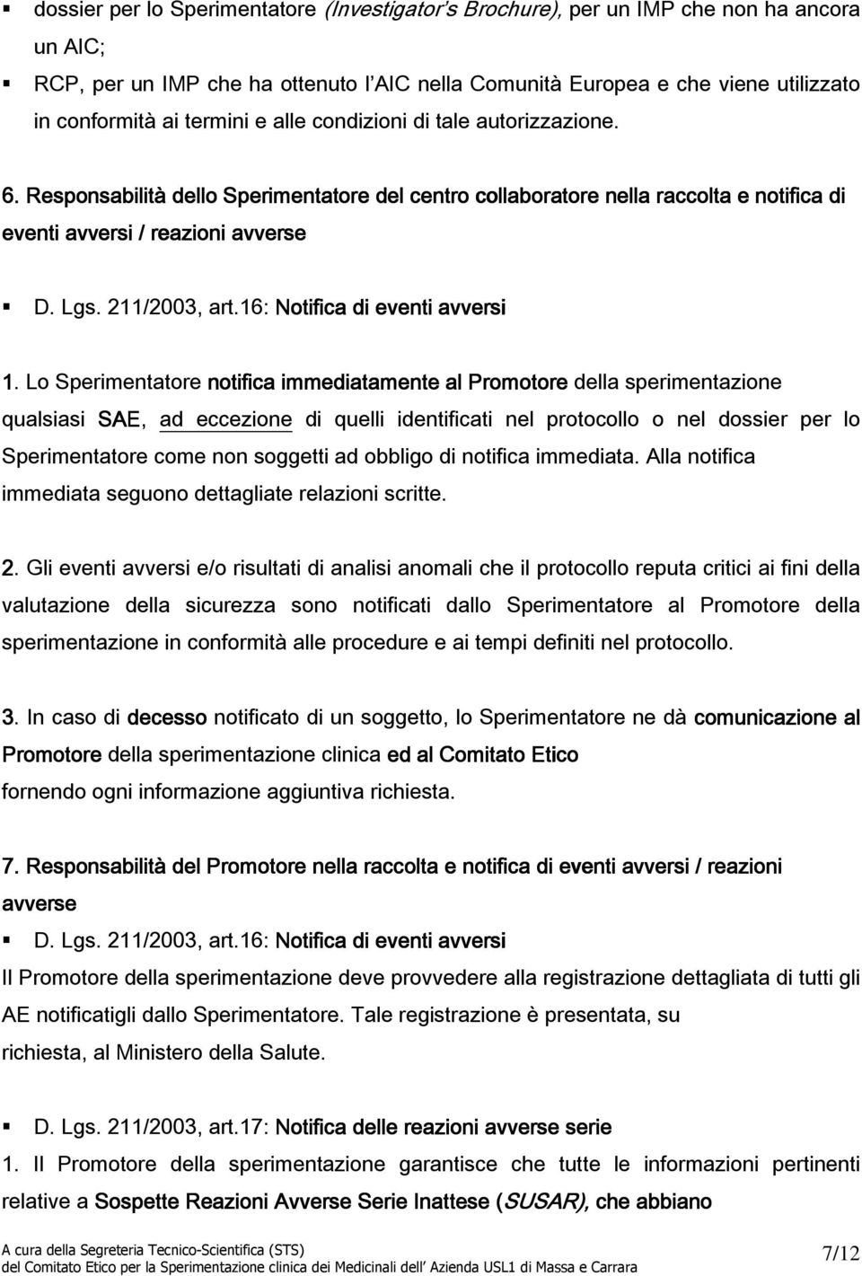 16: Notifica di eventi avversi 1.