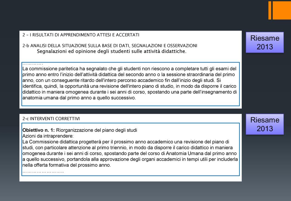 del primo anno, con un conseguente ritardo dell'intero percorso accademico fin dall inizio degli studi.