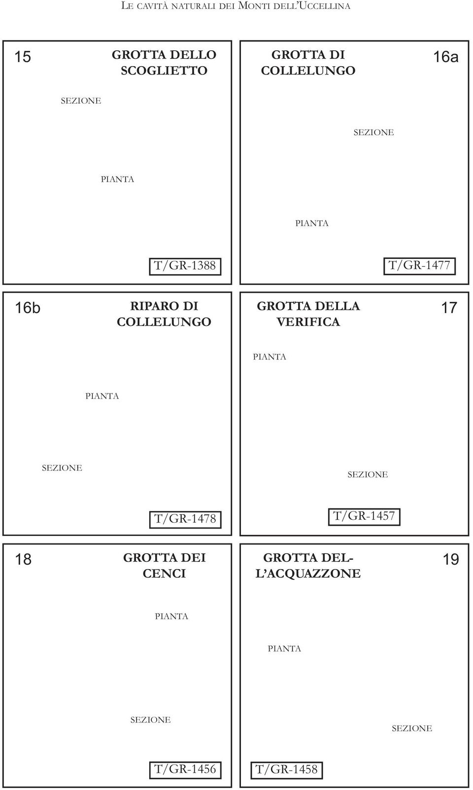 GROTTA DELLA VERIFICA 17 PIANTA PIANTA SEZIONE SEZIONE T/GR-1478 T/GR-1457 18 GROTTA