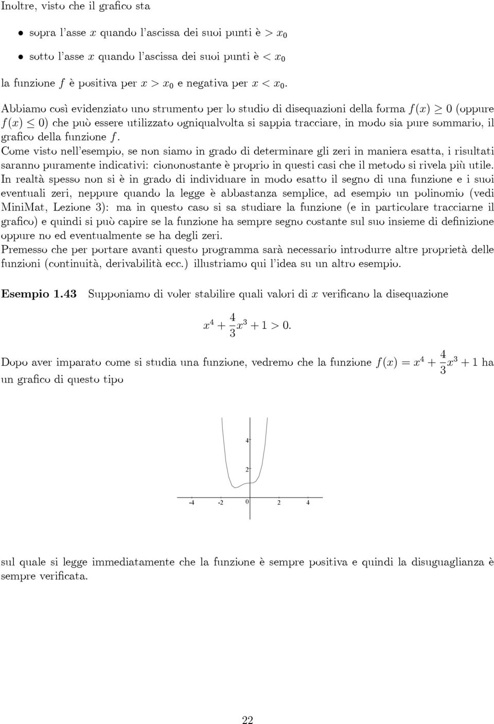 grafico della funzione f.