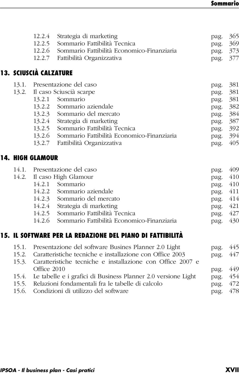 387 13.2.5 Sommario Fattibilità Tecnica pag. 392 13.2.6 Sommario Fattibilità Economico-Finanziaria pag. 394 13.2.7 Fattibilità Organizzativa pag. 405 14. HIGH GLAMOUR 14.1. Presentazione del caso pag.