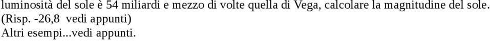 calcolare la magnitudine del sole.