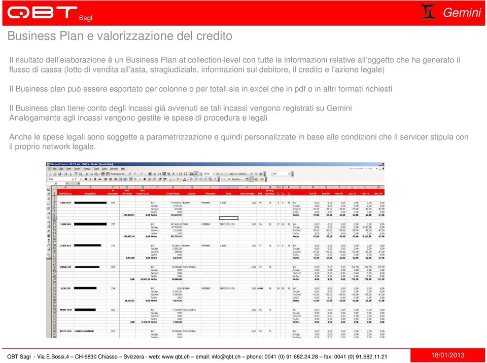 che in pdf o in altri formati richiesti Il Business plan tiene conto degli incassi già avvenuti se tali incassi vengono registrati su Gemini Analogamente agli incassi vengono gestite le