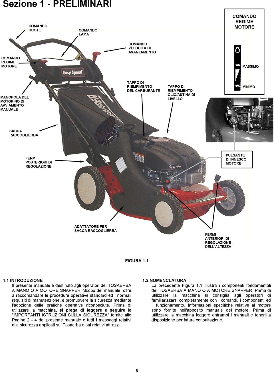 1 INTRODUZIONE Il presente manuale è destinato agli operatori dei TOSAERBA A MANO O A MOTORE SNAPPER.