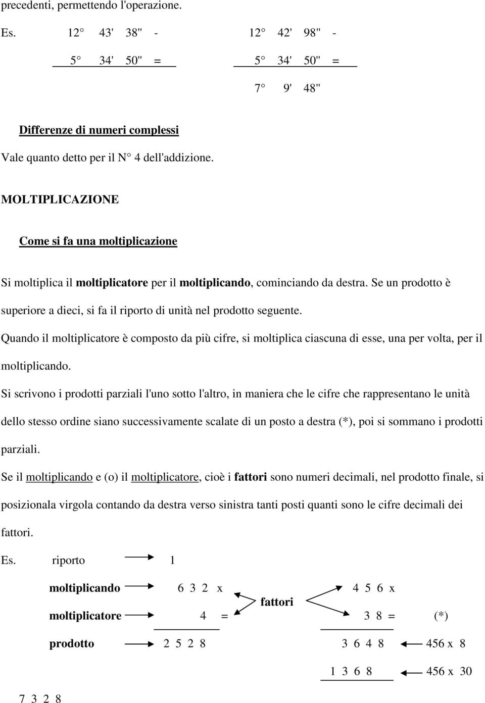 Se un prodotto è superiore a dieci, si fa il riporto di unità nel prodotto seguente.