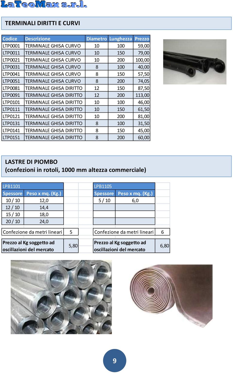 GHISA DIRITTO 12 200 113,00 LTP0101 TERMINALE GHISA DIRITTO 10 100 46,00 LTP0111 TERMINALE GHISA DIRITTO 10 150 61,50 LTP0121 TERMINALE GHISA DIRITTO 10 200 81,00 LTP0131 TERMINALE GHISA DIRITTO 8