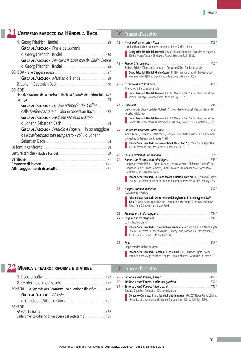 ..440 SCHEDE Una rivisitazione della musica di Bach: la Bourrée dei Jethro Tull...447 La fuga...449 GUIDA ALL ASCOLTO - Ei! Wie schmeckt der Coffee dalla Kaffee-Kantate di Johann Sebastian Bach.