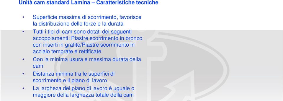 grafite/piastre scorrimento in acciaio temprate e rettificate Con la minima usura e massima durata della cam Distanza minima