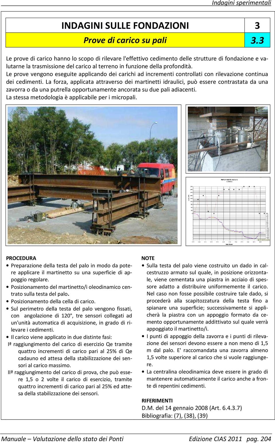 Le prove vengono eseguite applicando dei carichi ad incrementi controllati con rilevazione continua dei cedimenti.