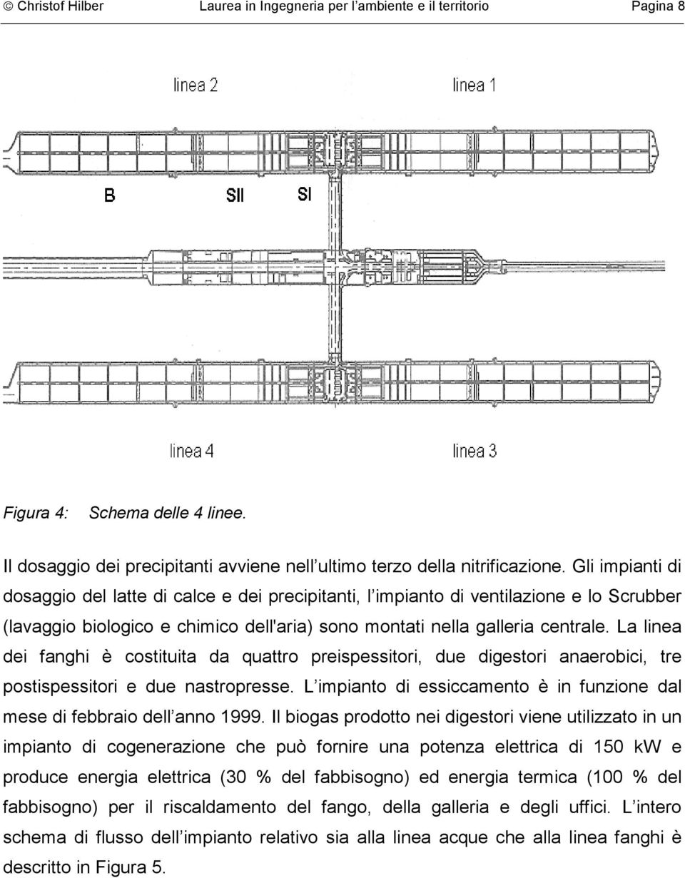 La linea dei fanghi è costituita da quattro preispessitori, due digestori anaerobici, tre postispessitori e due nastropresse.