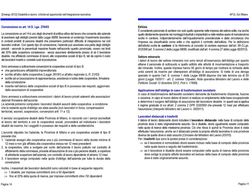 protetti di persone disabili che presentano particolari difficoltà di integrazione nei cicli lavorativi ordinari.