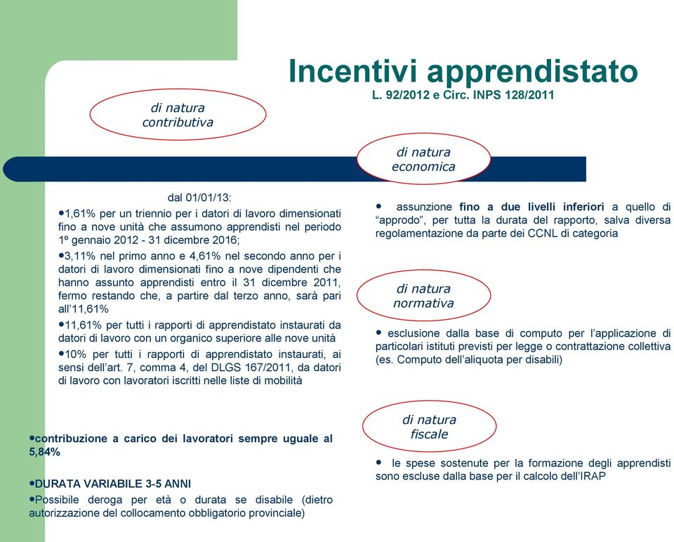 3,11% nel primo anno e 4,61% nel secondo anno per i datori di lavoro dimensionati fino a nove dipendenti che hanno assunto apprendisti entro il 31 dicembre 2011, fermo restando che, a partire dal