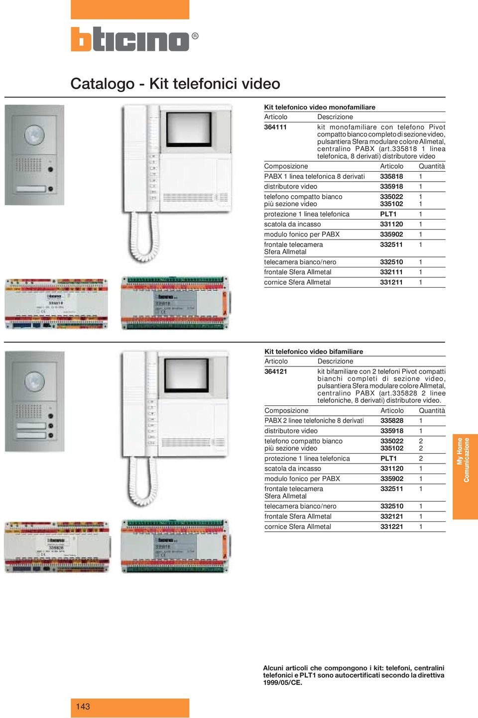 335818 1 linea telefonica, 8 derivati) distributore video Composizione Articolo Quantità PABX 1 linea telefonica 8 derivati 335818 1 distributore video 335918 1 telefono compatto bianco 335022 1 più